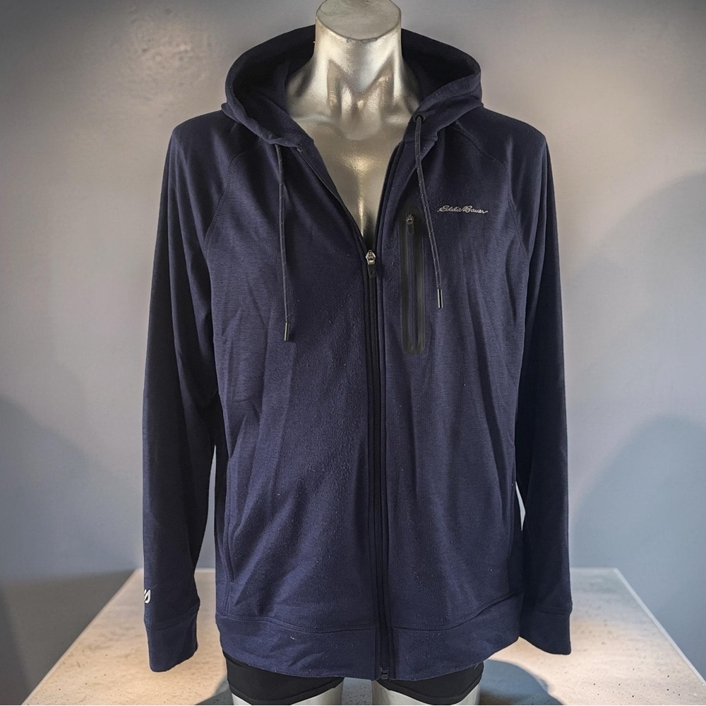 Eddie Bauer Men's Dark Blue Zip-Up Sweater size L